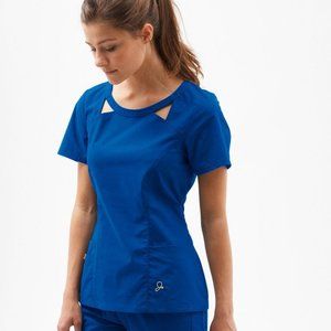 Jaanuu cutout royal blue scrub top